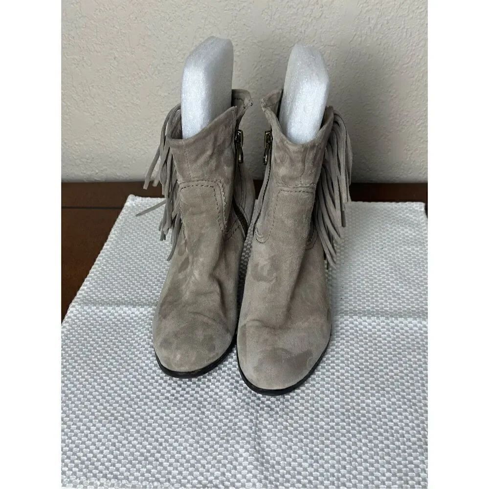 Sam Edelman taupe fringe booties size 7.5